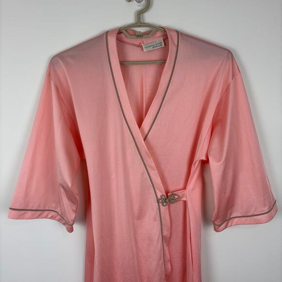 Vintage Vanity Fair Collectibles Robe Pink Gold Trim Dacron Nylon USA size 10 - Picture 2 of 14